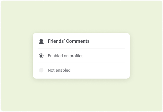 Profile settings controlling which features are on